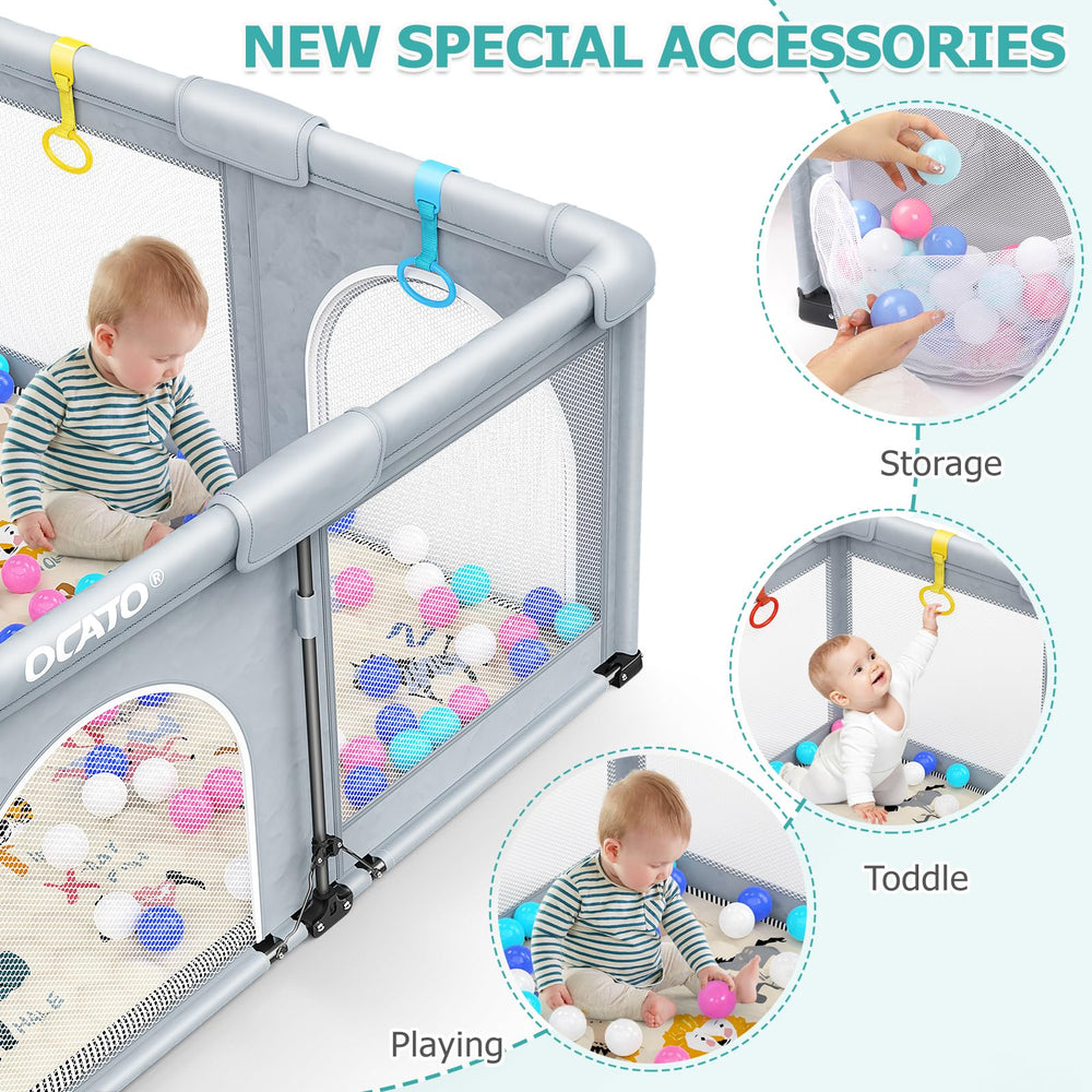 OCATO playpen mesh wall offers 360° visibility for supervision.