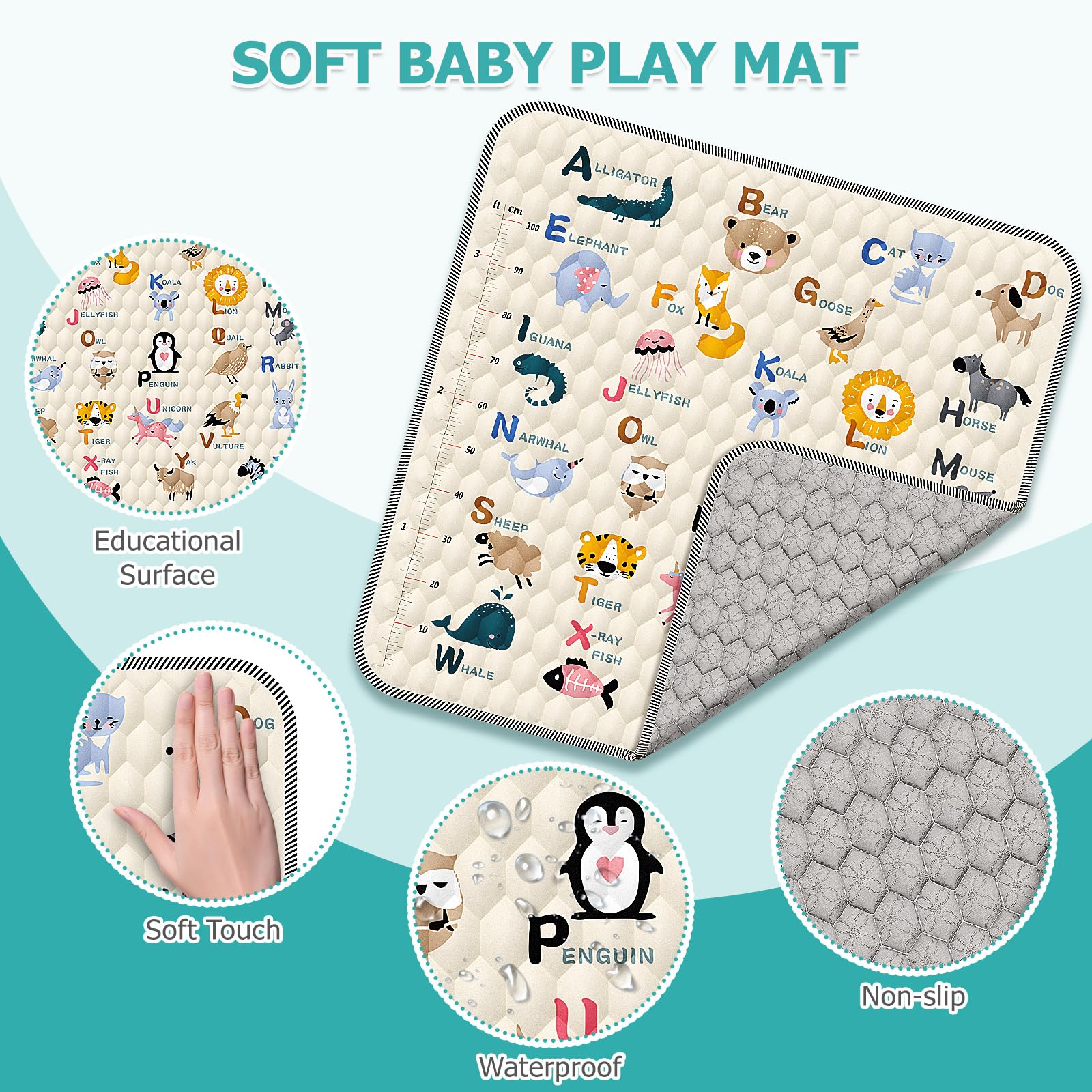 OCATO playpen non-slip base keeps baby secure on any floor.