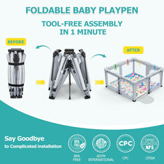 OCATO baby playpen setup in minutes with quick installation.