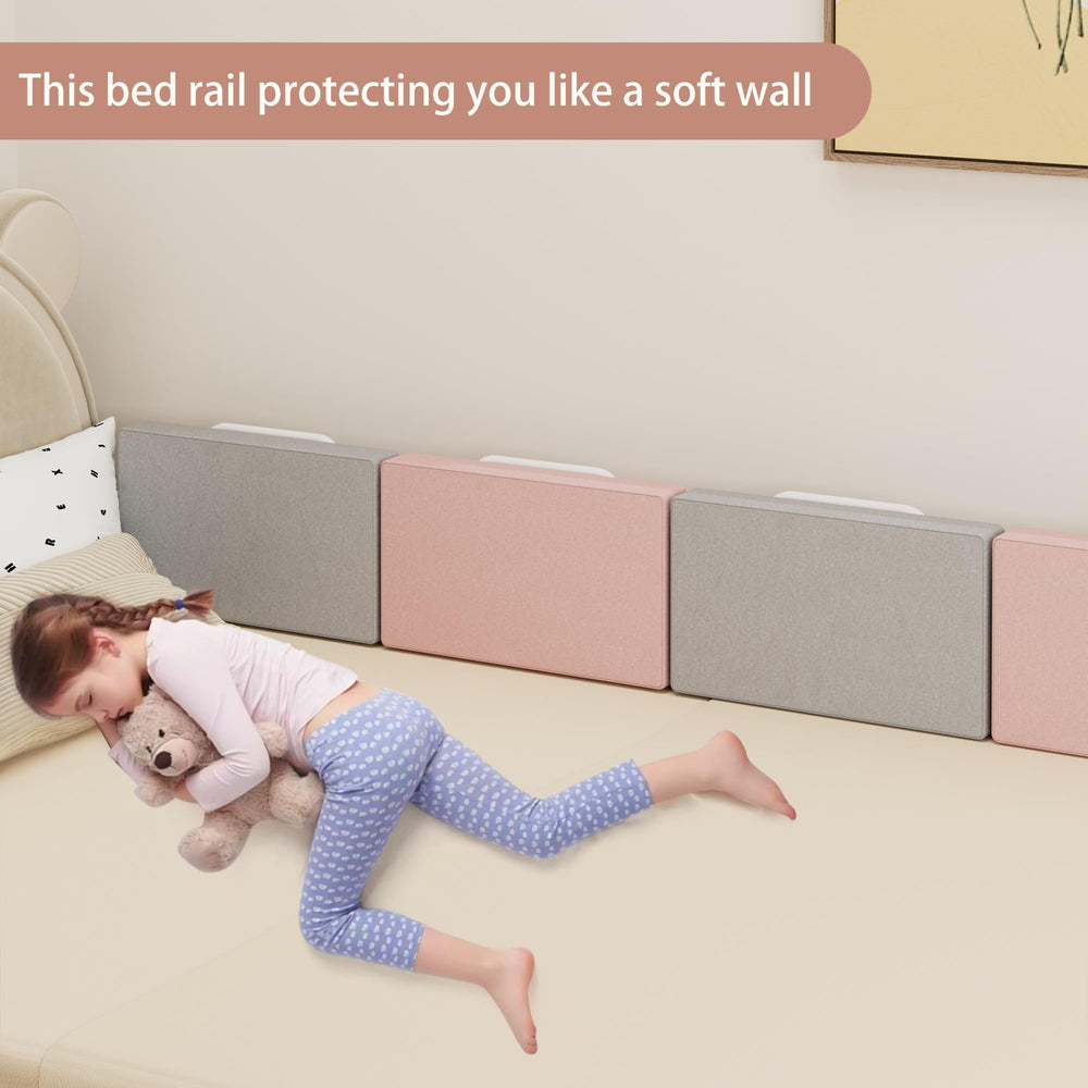 OCBAiLi bed rail bumpers with retractable supports enabling flexible mattress fit