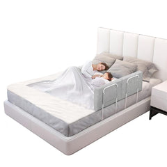 OCBAiLi bed rail bumpers installed under the mattress for a snug twin setup, enhancing safety