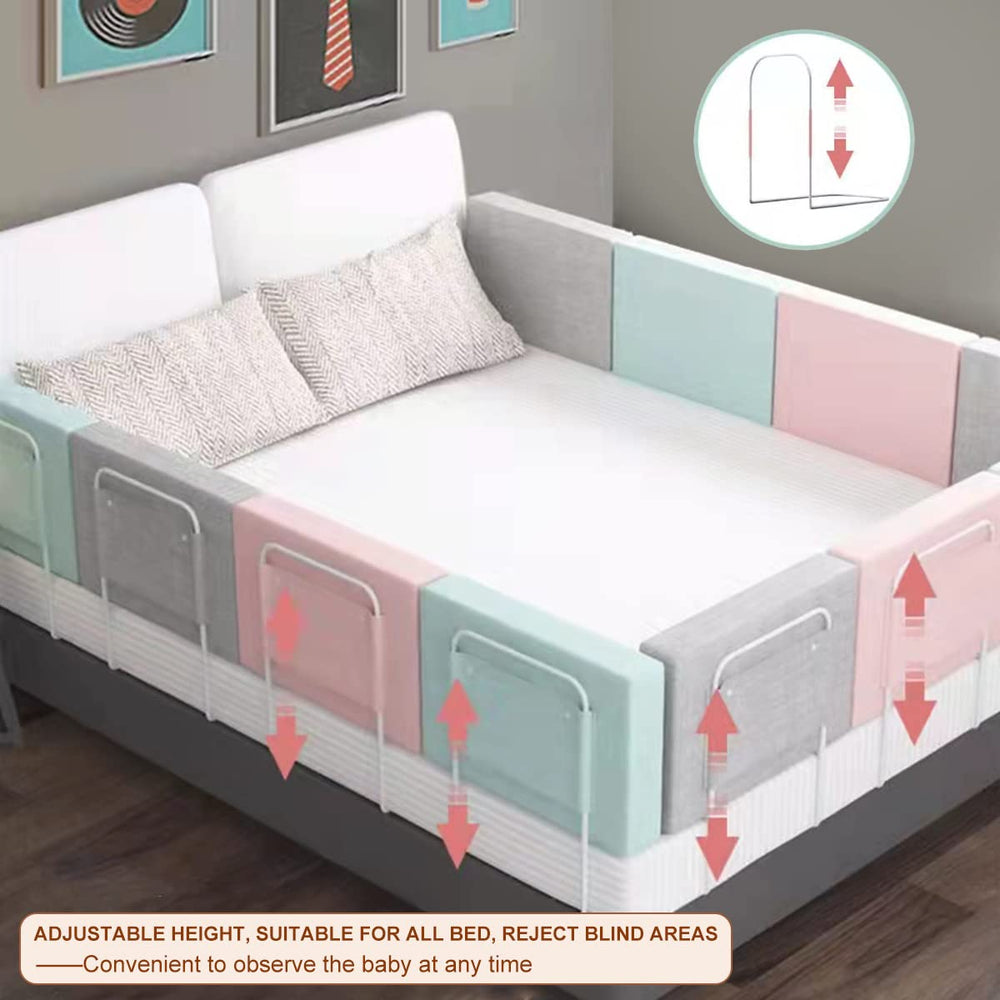 OCBAiLi bed rail pink closeup-cushion highlights soft cotton fabric comfort.