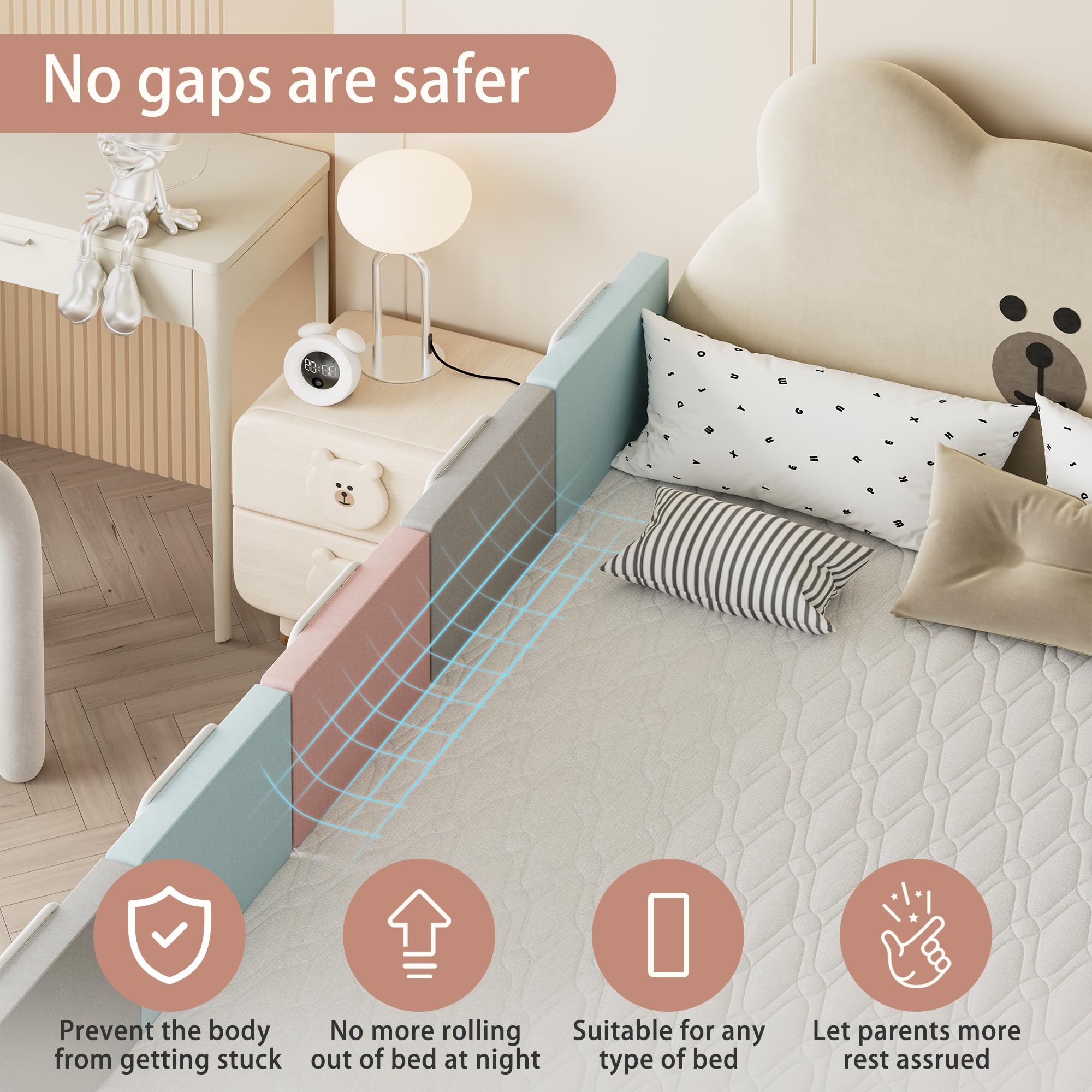 OCBAiLi twin-to-queen compatibility image emphasizes universal bed size support.
