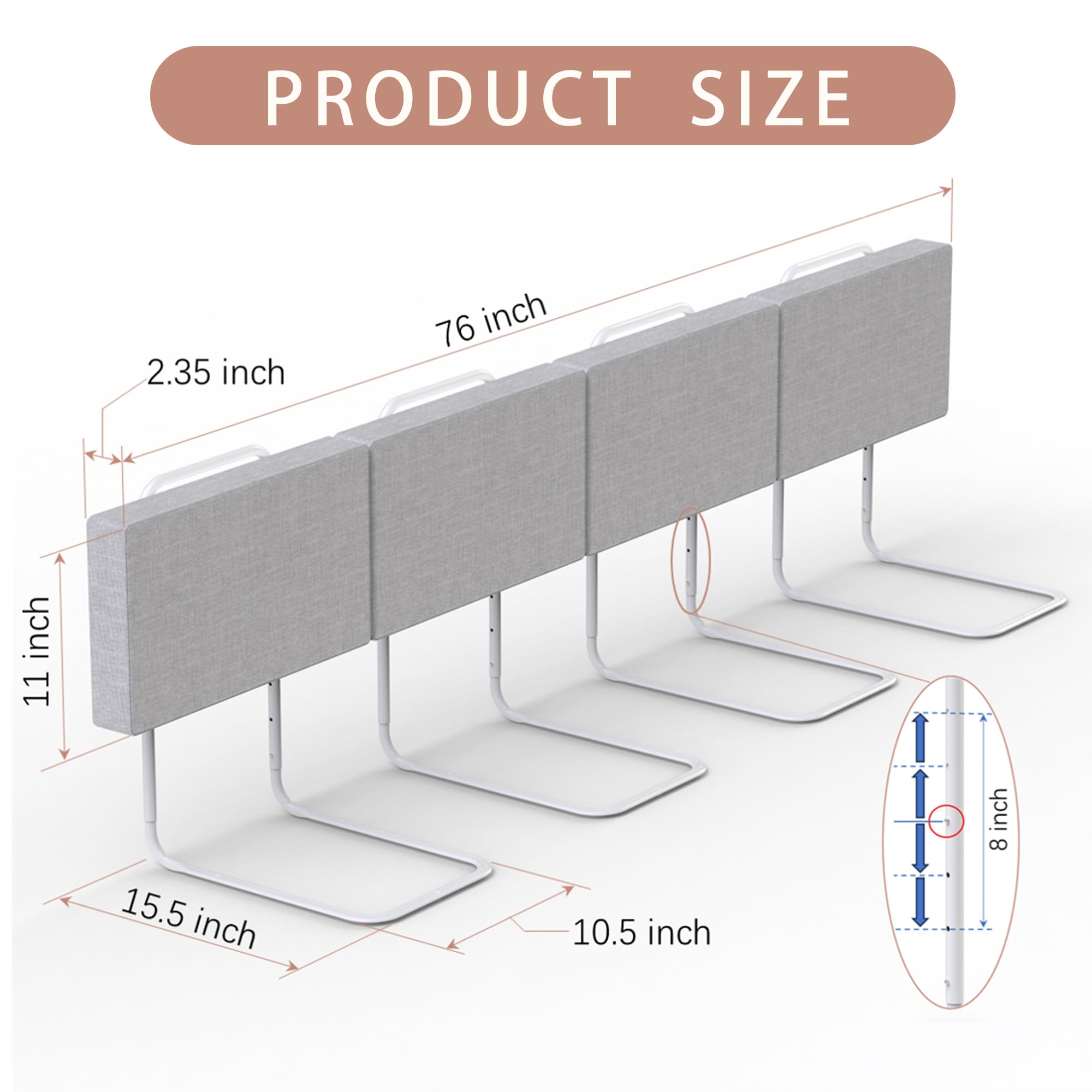 OCBAiLi universal-fit bed rail on multiple bed sizes demonstrates versatility