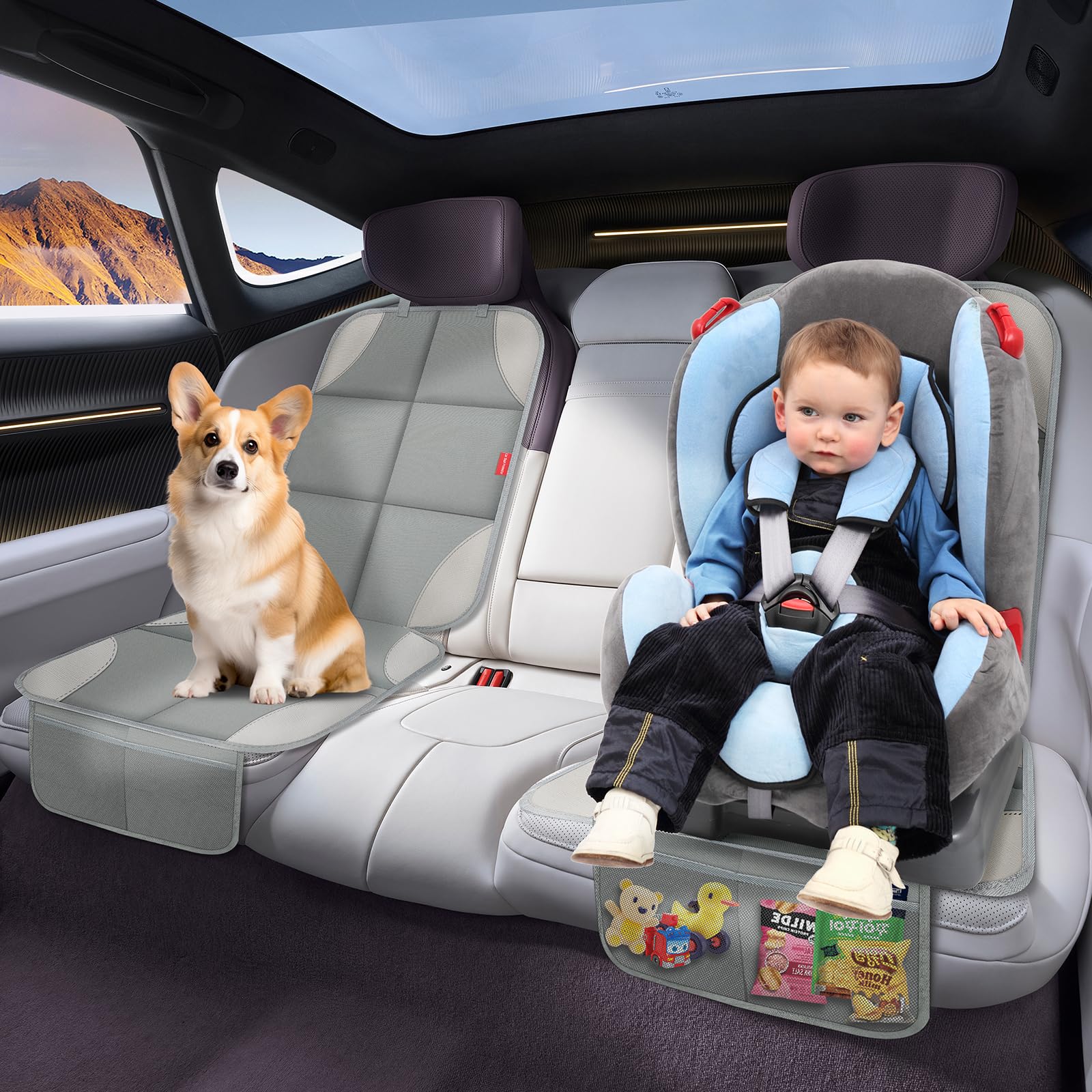 OCCKAI car seat protector easy installation fits most vehicles.