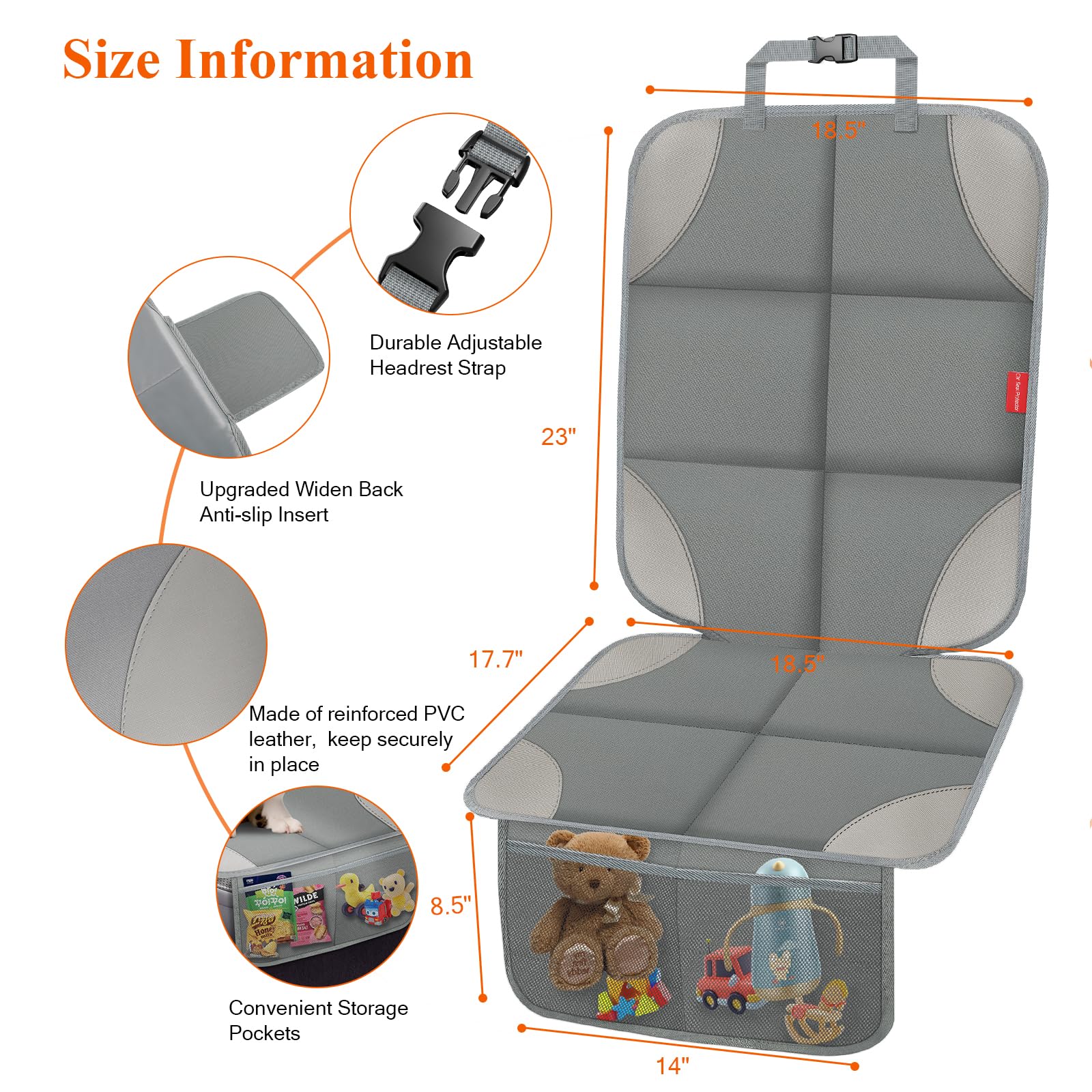 OCCKAI car seat protector non-slip system keeps seat securely in place.