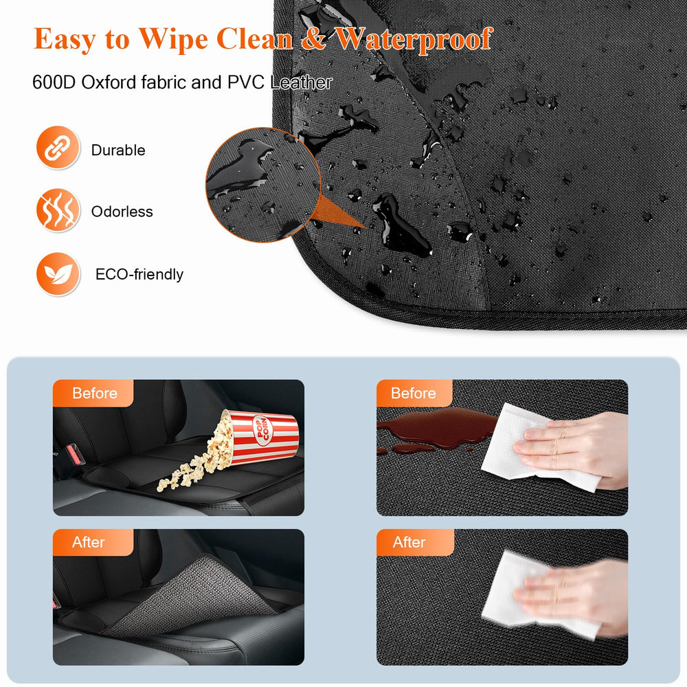 OCCKAI car-seat protector easy-clean surface cleans with towel and mild soap.