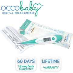 OCCObaby waterproof baby thermometer for easy cleaning after baths or spills.