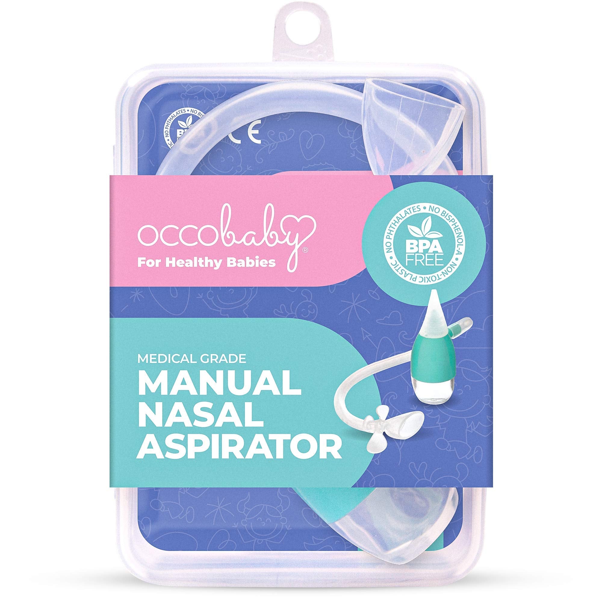 OCCObaby nasal aspirator compact design for travel and storage.