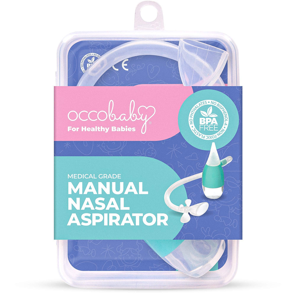 OCCObaby nasal aspirator compact design for travel and storage.