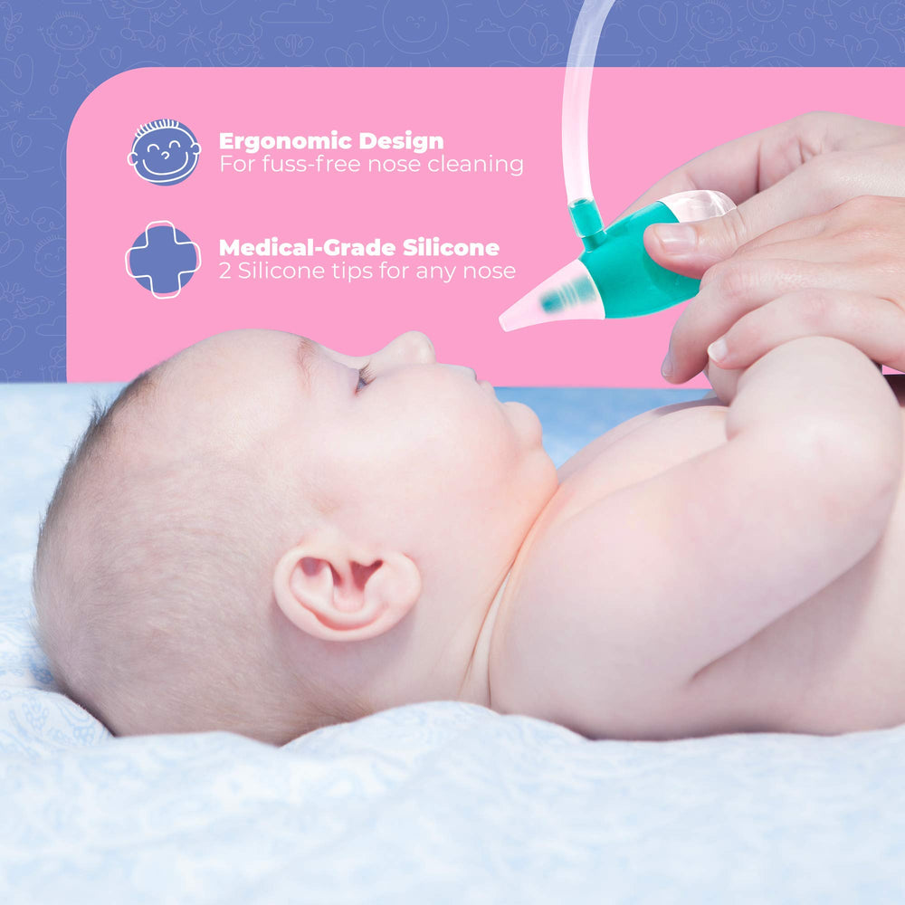 OCCObaby nasal aspirator newborn-friendly with soft silicone tip.