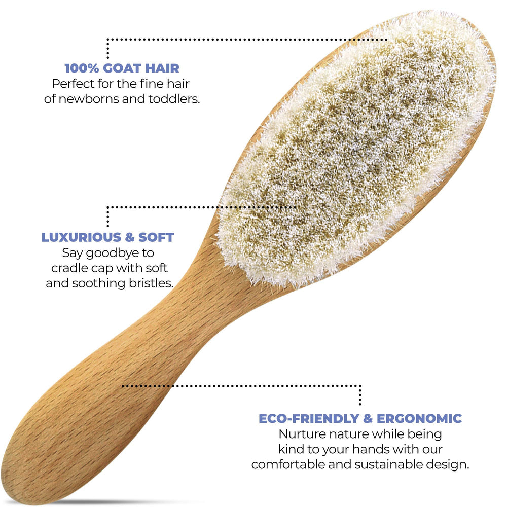 OccObaby toddler brush with ergonomic handles supports comfortable grooming.