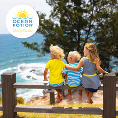 Ocean Potion Kids SPF50 fragrance-free label indicating gentle protection.