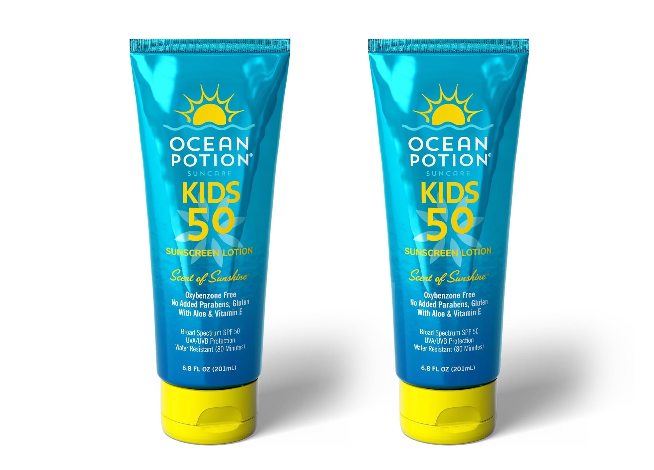 Ocean Potion Kids Sunscreen Lotion SPF50 bottle close-up for sun protection on skin