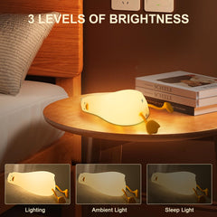 Ocegaoem lying-flat duck night light on bedside for calm nighttime routine.