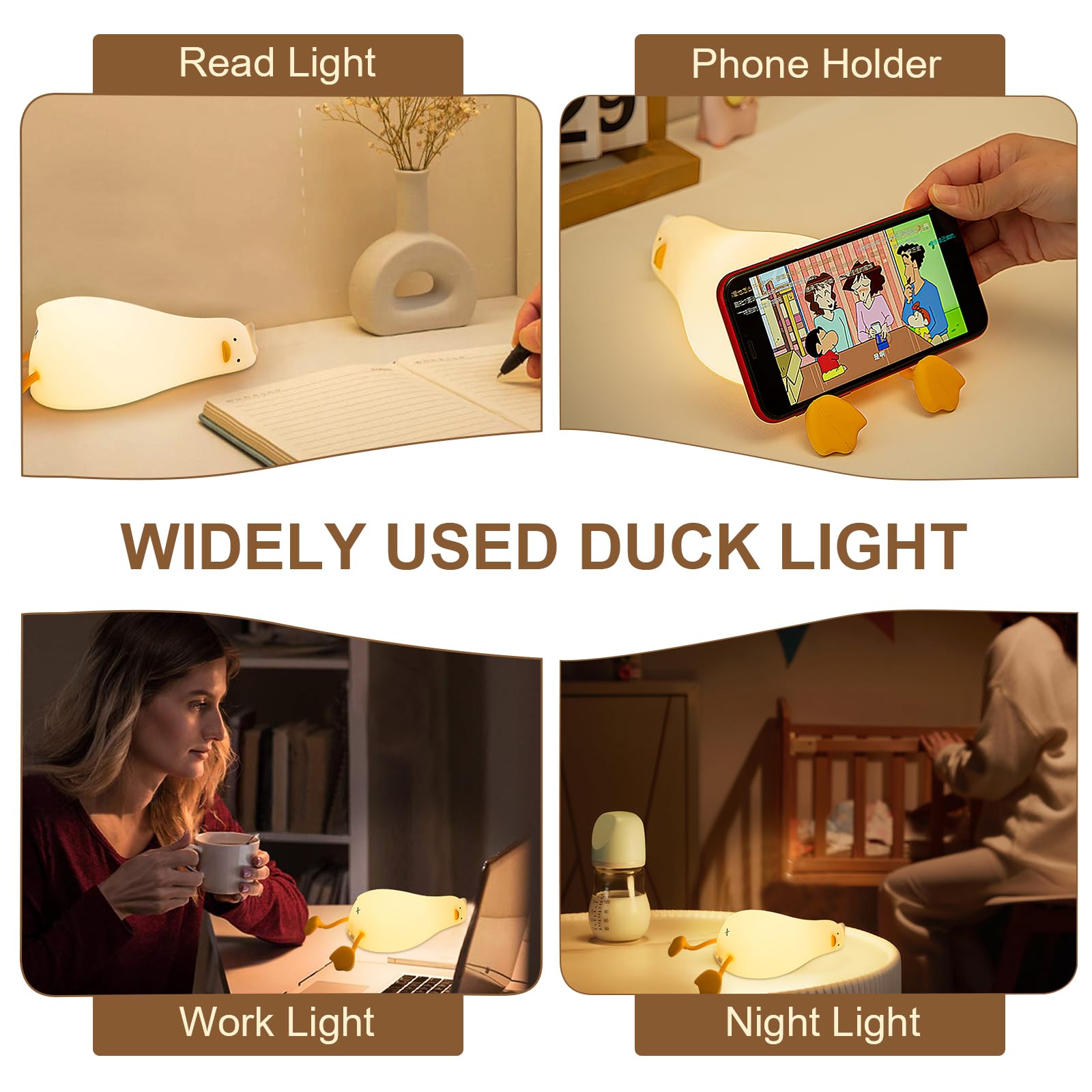 Ocegaoem kawaii duck night light supports moms during nighttime feeding.
