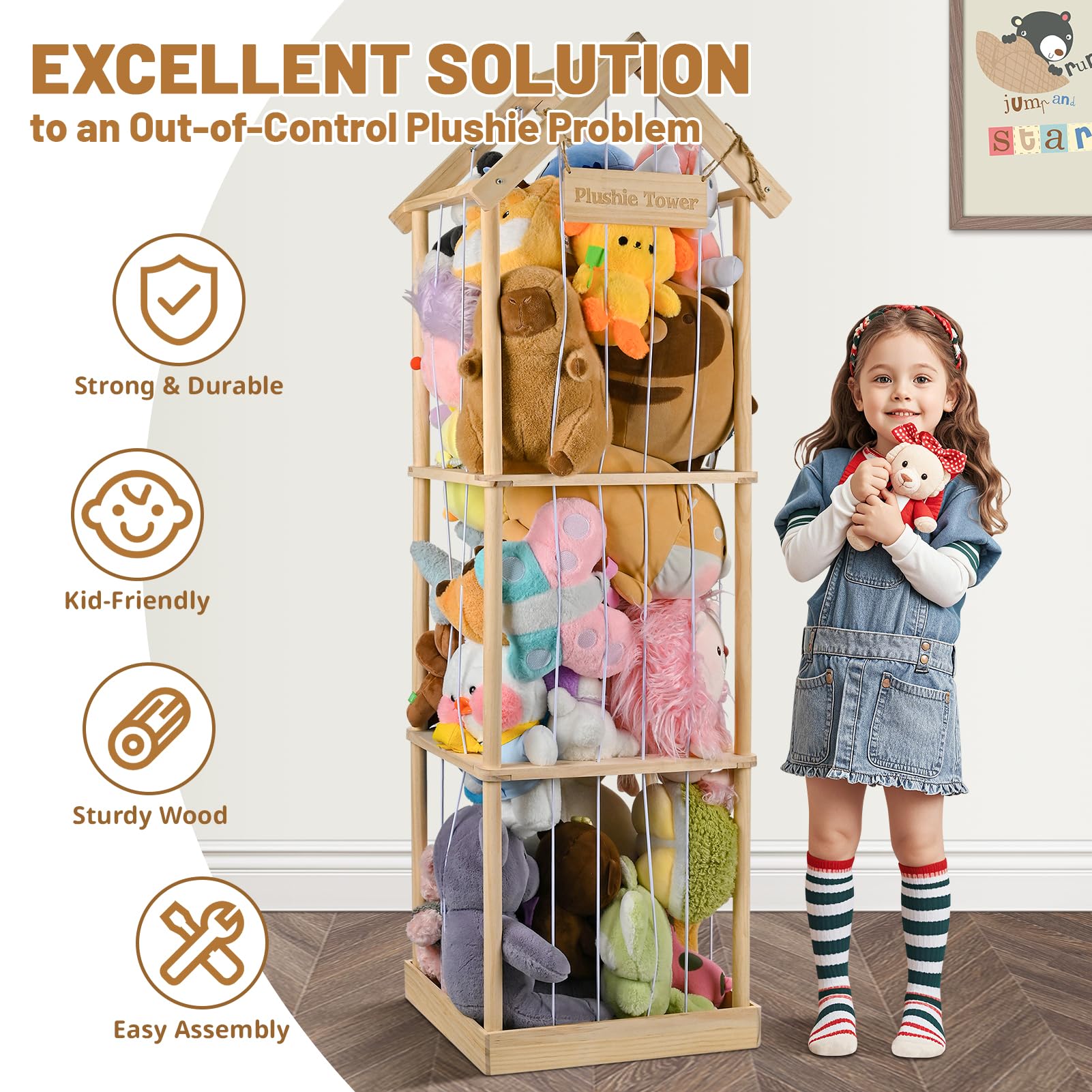 OCERAVE pine wood toy storage decor piece adds warmth to playroom