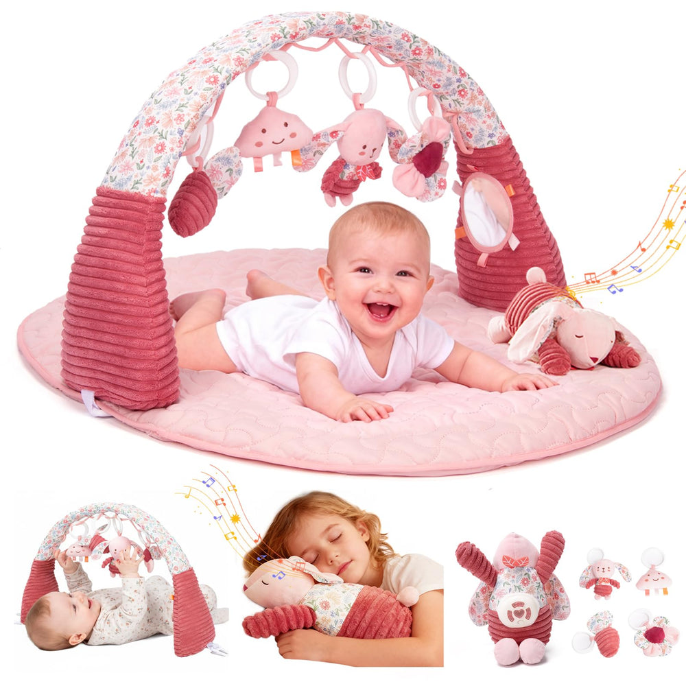 OCFOAAE Baby Play Gym pink tummy-time setup enhances early engagement