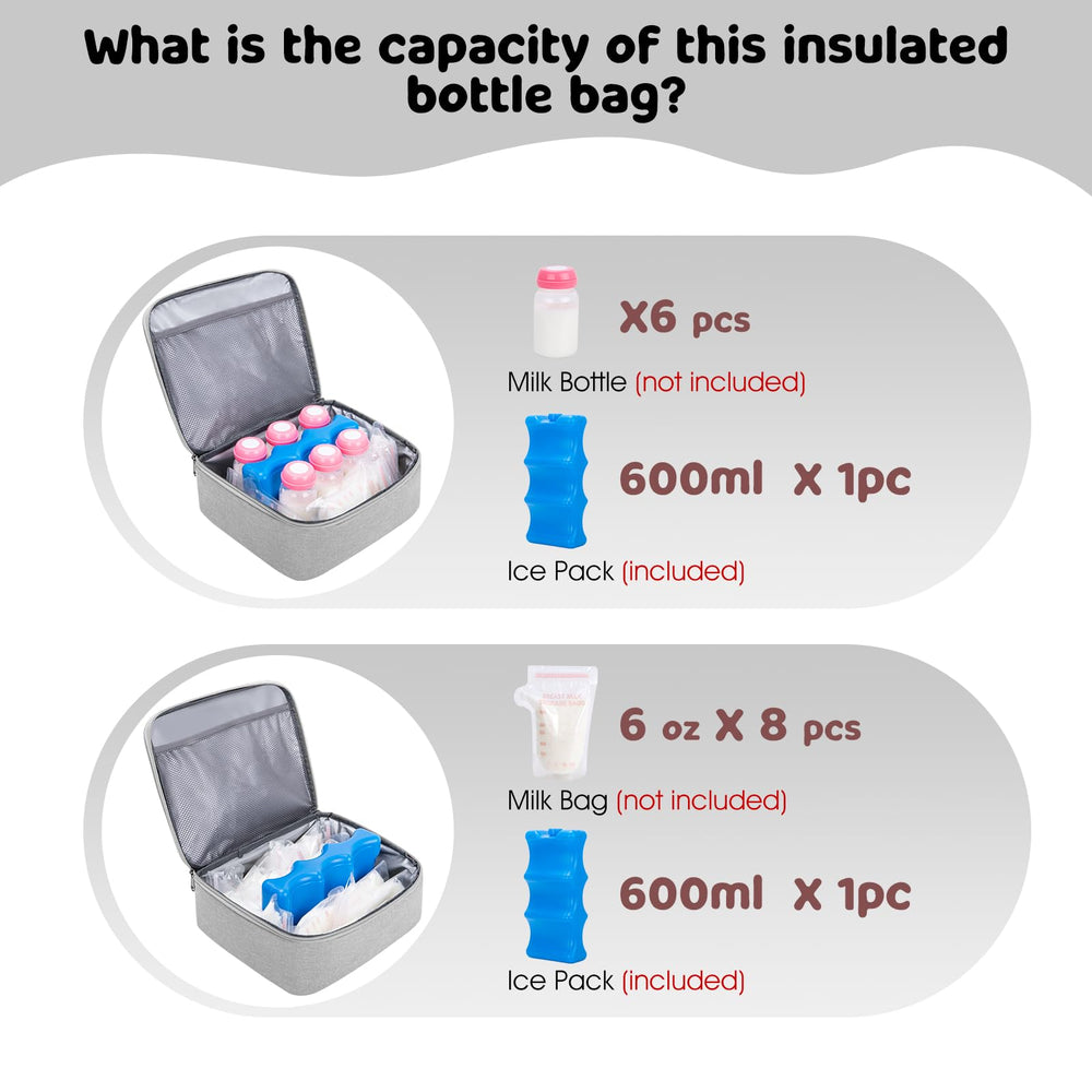 OCKLILY pump bag with waterproof insulation protects bottles and milk during outings