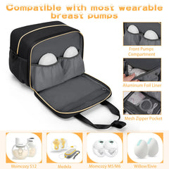 OCKLILY bag's padded elastic pockets protect accessories during on-the-go pumping.