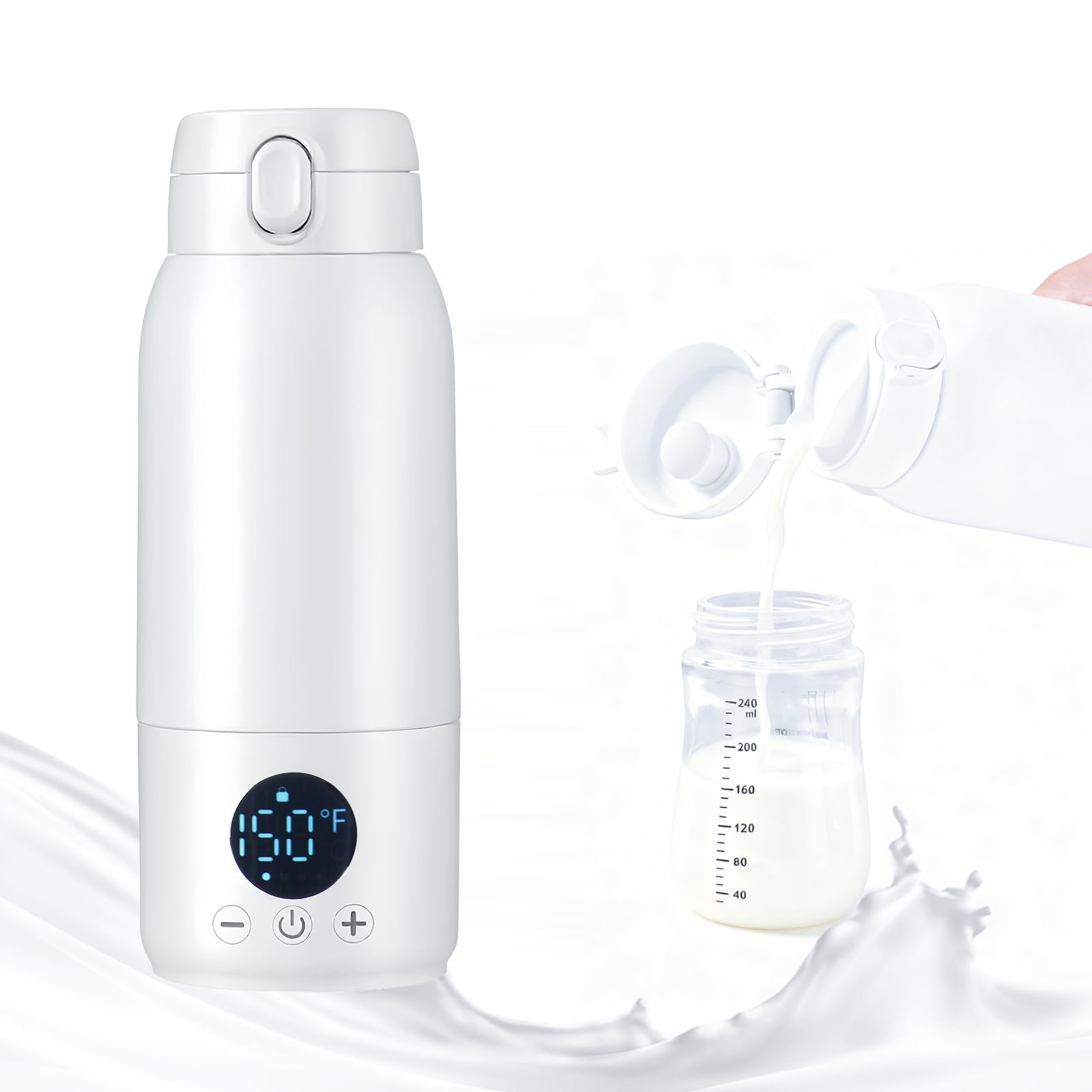 OCMML portable bottle warmer digital display shows temperature for easy on-the-go feeding.
