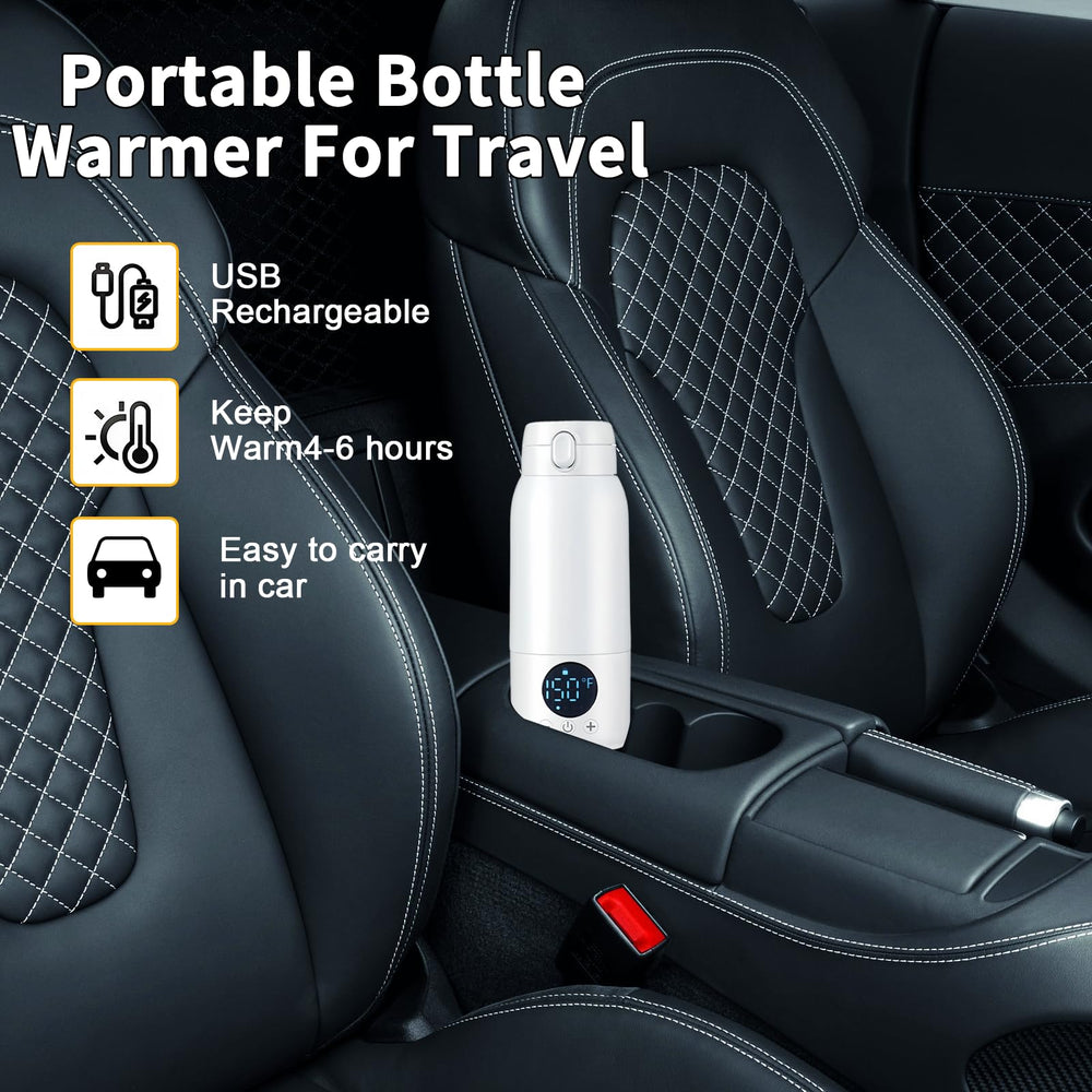 OCMML portable bottle warmer in car enables convenient feeding during travel.