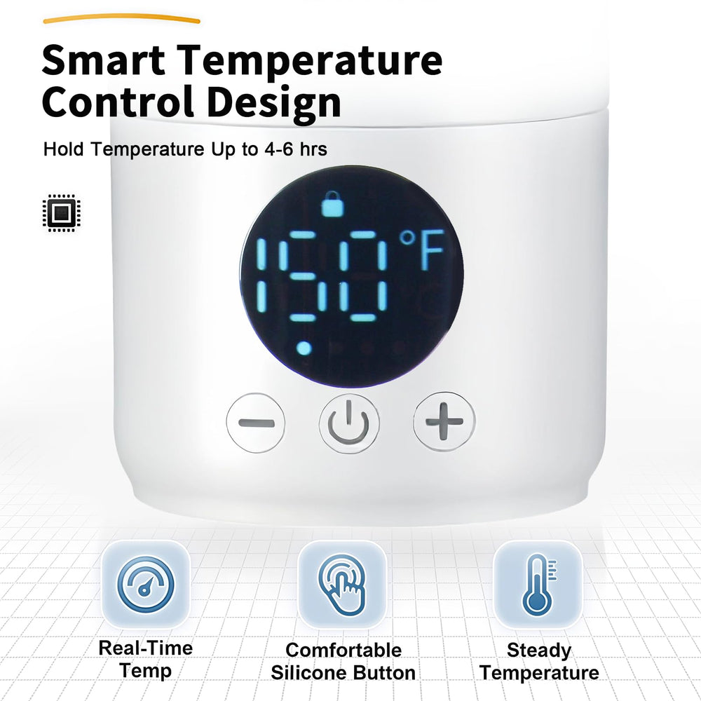 OCMML portable bottle warmer wide-mouth design allows easy cleaning.