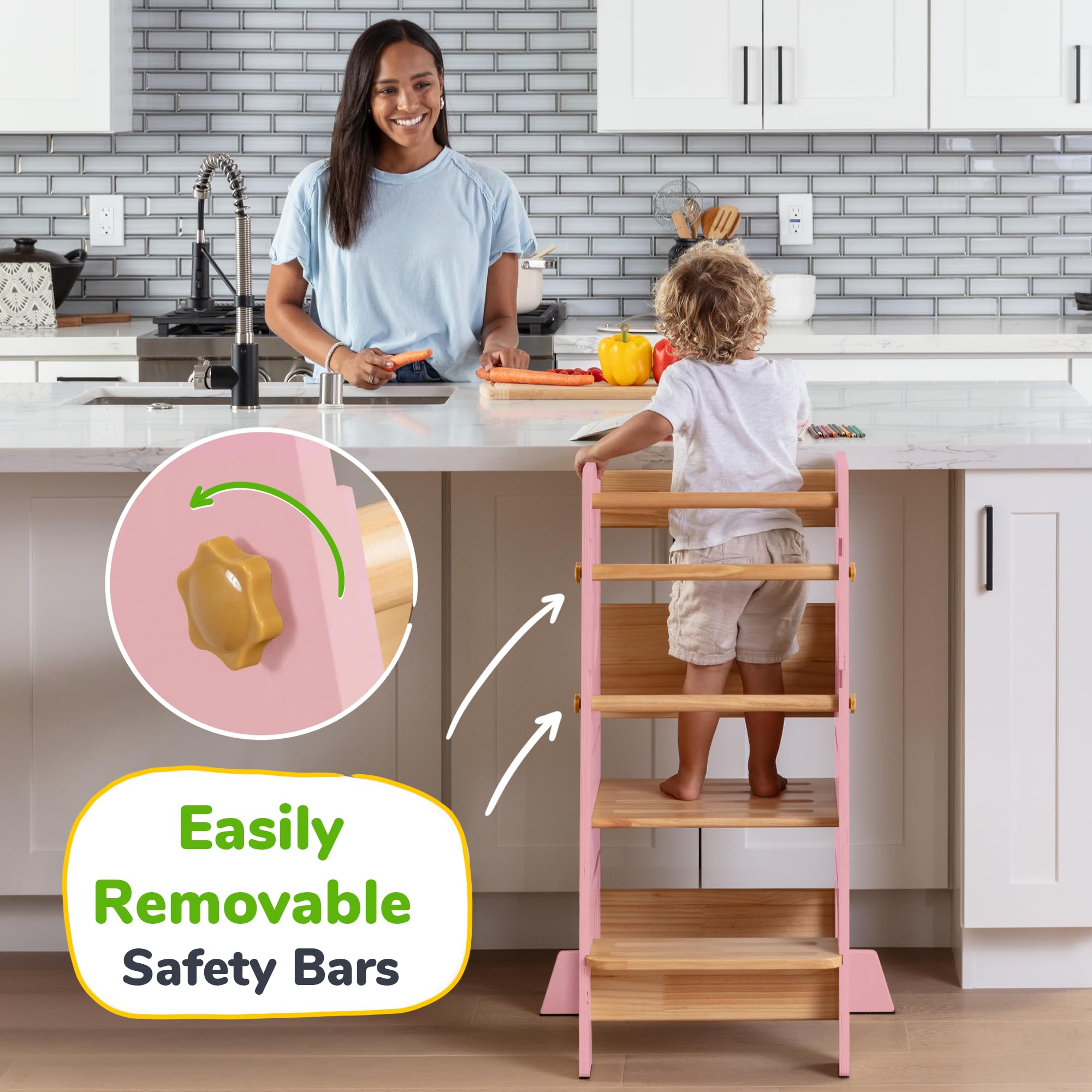 OCODILE non-slip steps ensure secure climbs during everyday kitchen tasks.