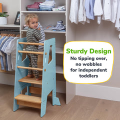 OCODILE Standing Tower anti-tip base provides stability on floors.