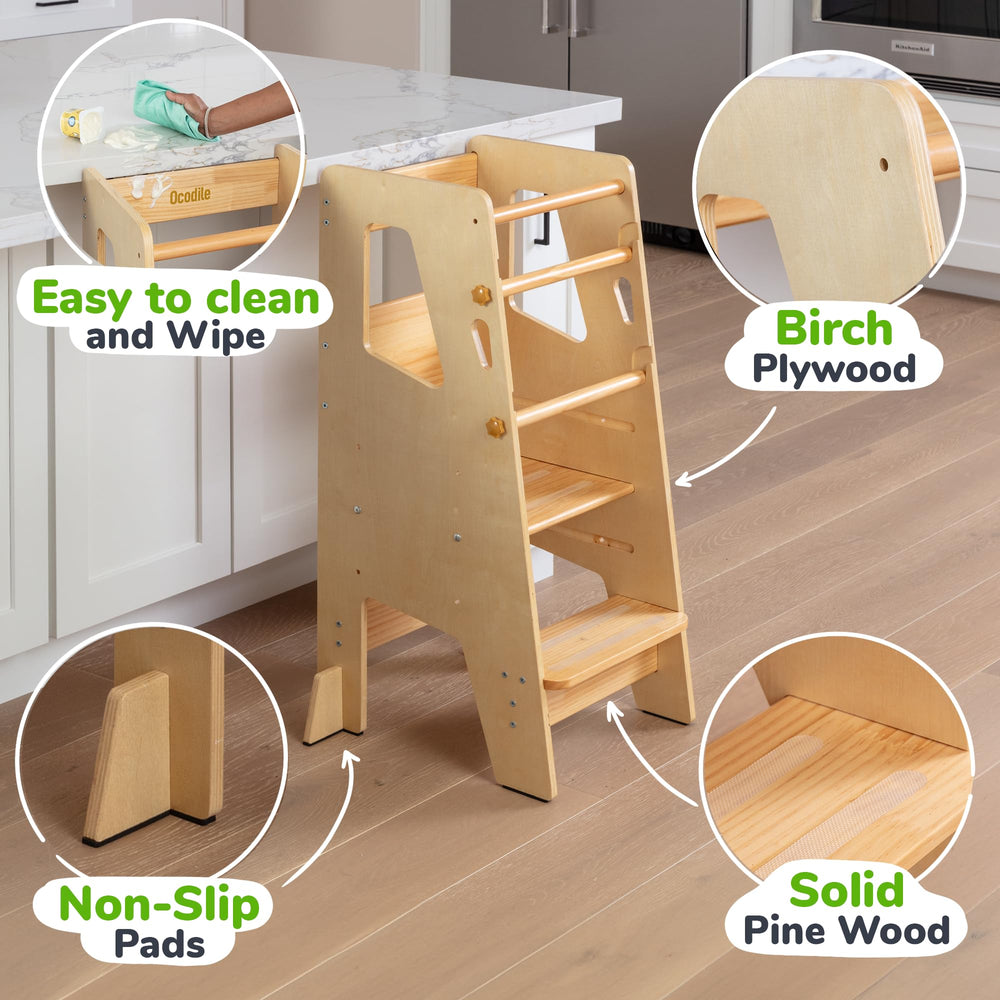 OCODILE Toddler Standing Tower in use with child learning new skills safely