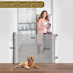 OCOELY retractable gate at doorway enables quick one handed access