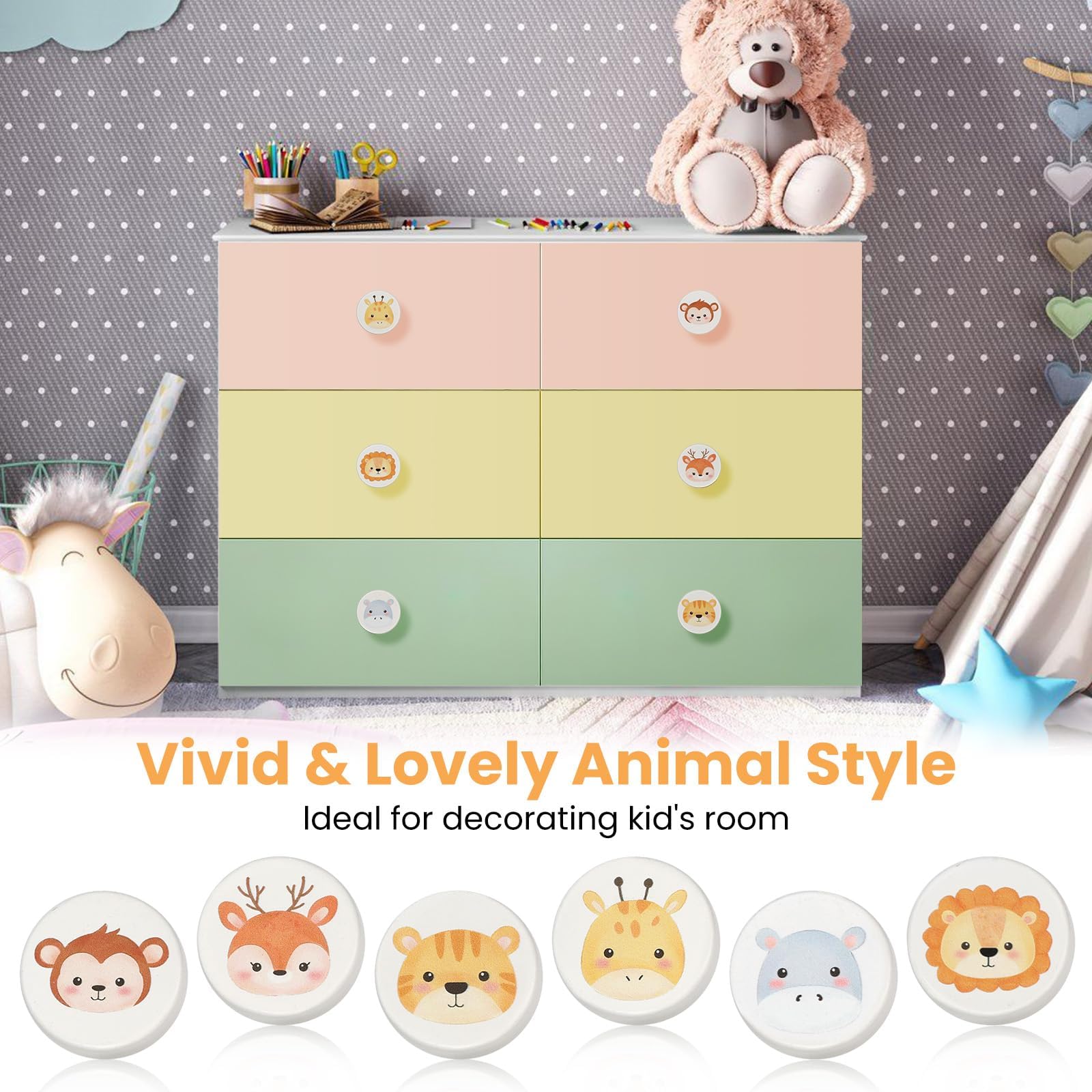 OctinPris tiger knob detail adds wildlife charm to nursery drawers