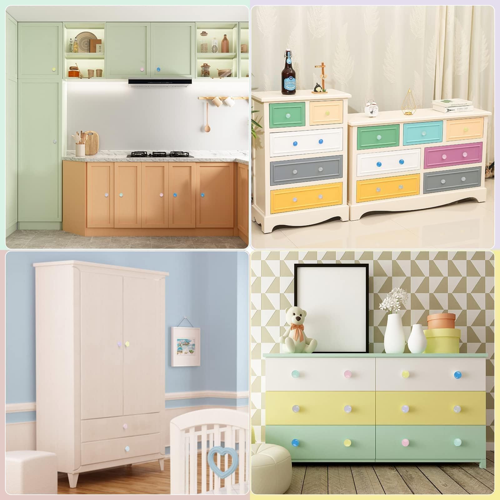 OctinPris blue-green ceramic knob infuses lively vibes in kids rooms.