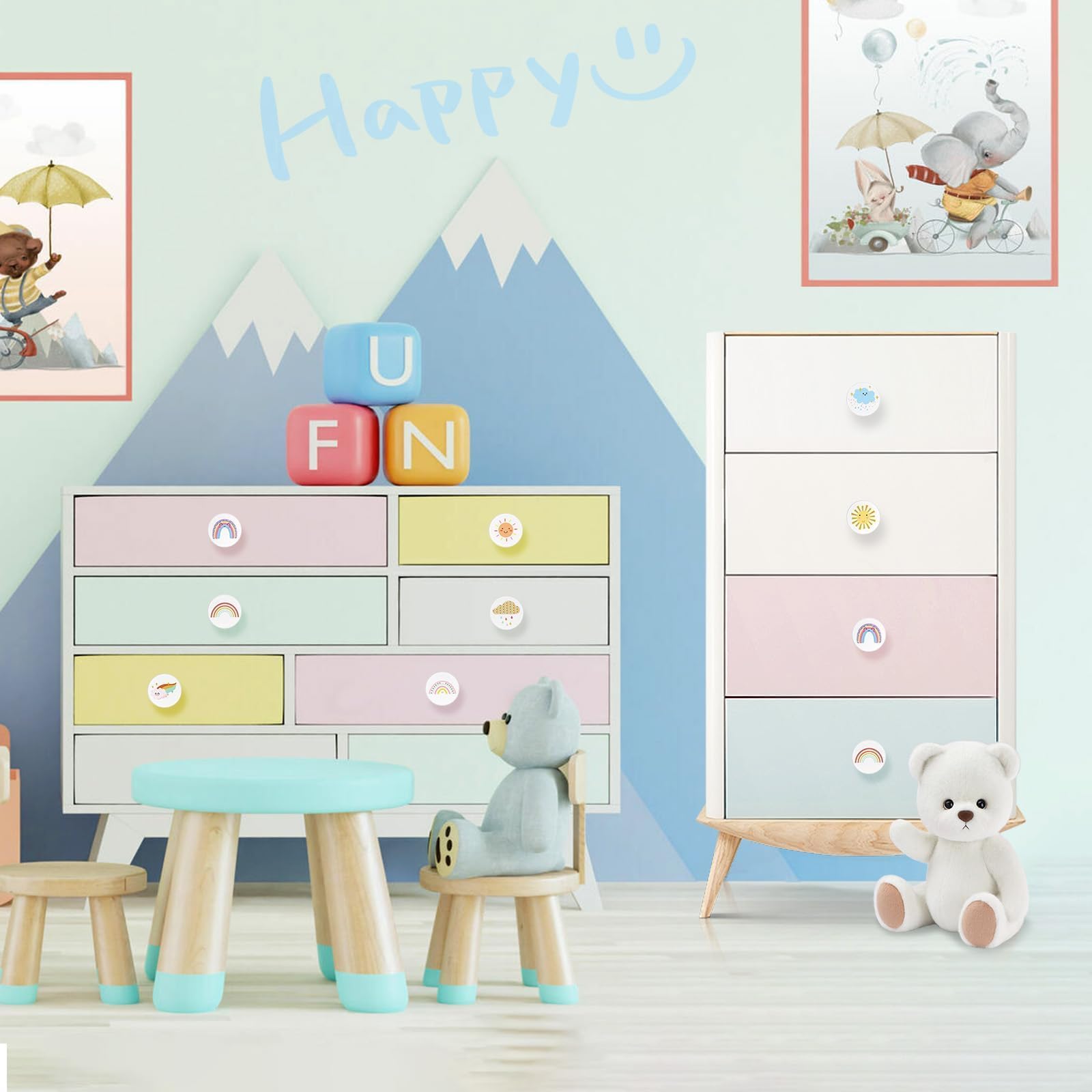 OctinPris rainbow-patterned dresser knob brightens nursery decor and inspires imaginative play.