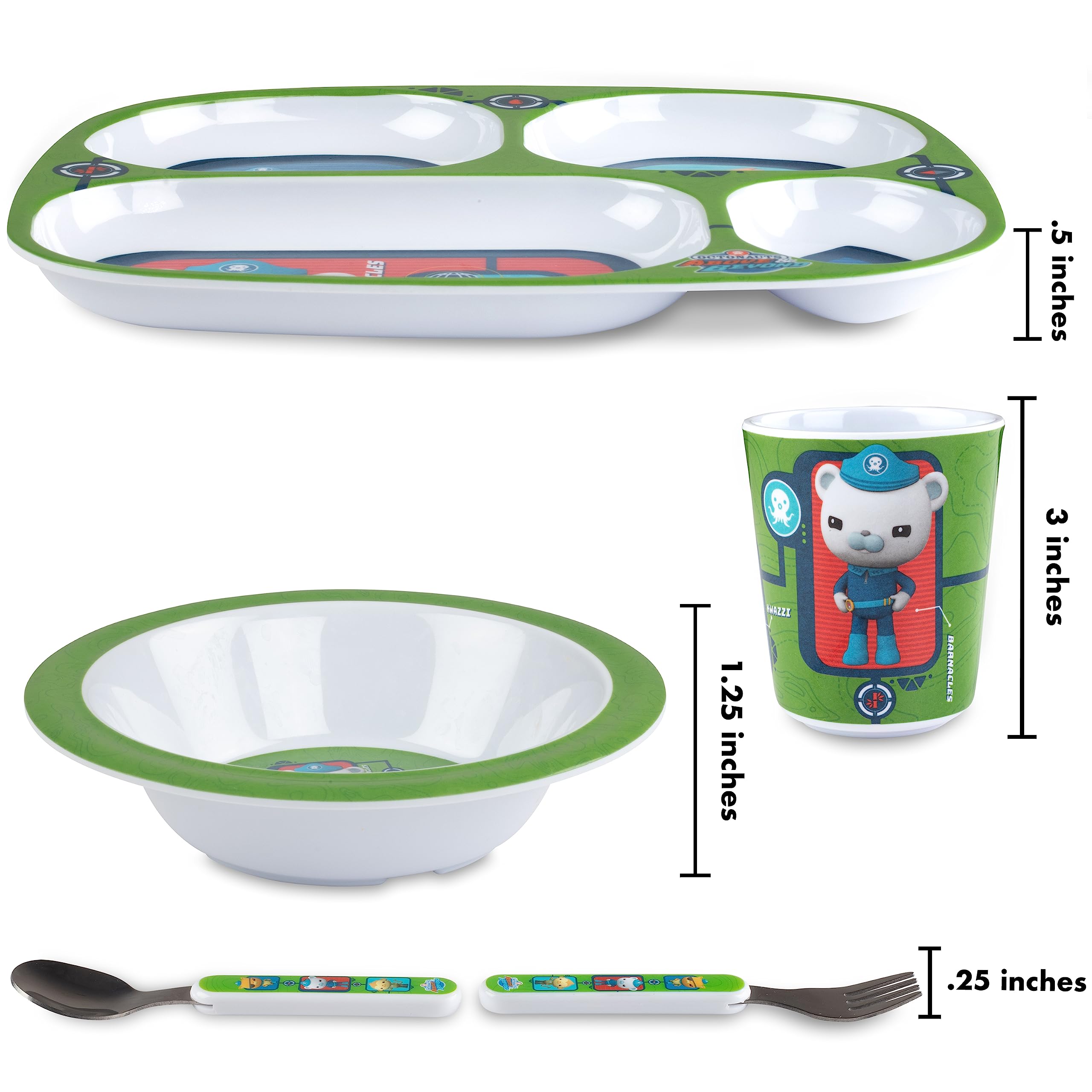 Octonauts stainless steel fork highlights durable, easy-to-grab utensil for growing hands.