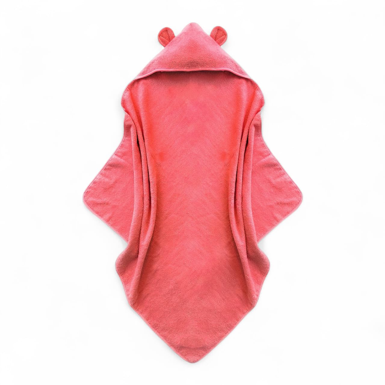 odaa Organic Cotton Toddler Poncho Towel with coral hood and bear ears for bath-time warmth