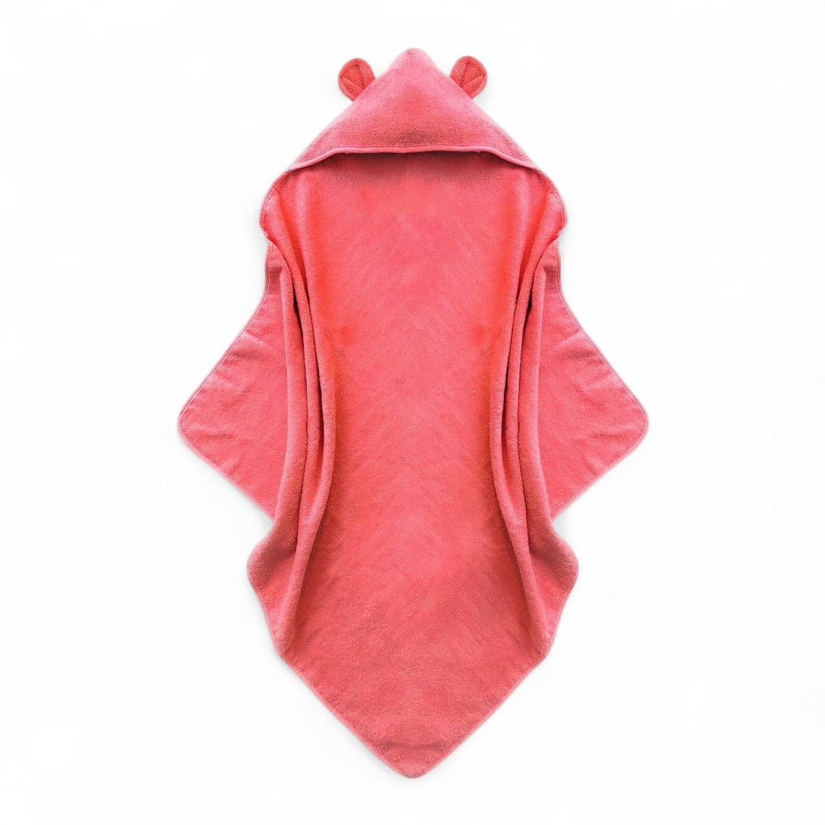 odaa Organic Cotton Toddler Poncho Towel with coral hood and bear ears for bath-time warmth