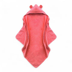 odaa Organic Cotton Toddler Poncho Towel with coral hood and bear ears for bath-time warmth