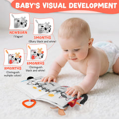 Odeepstar baby-book crinkle paper and rattle stimulate tactile and auditory senses during play.