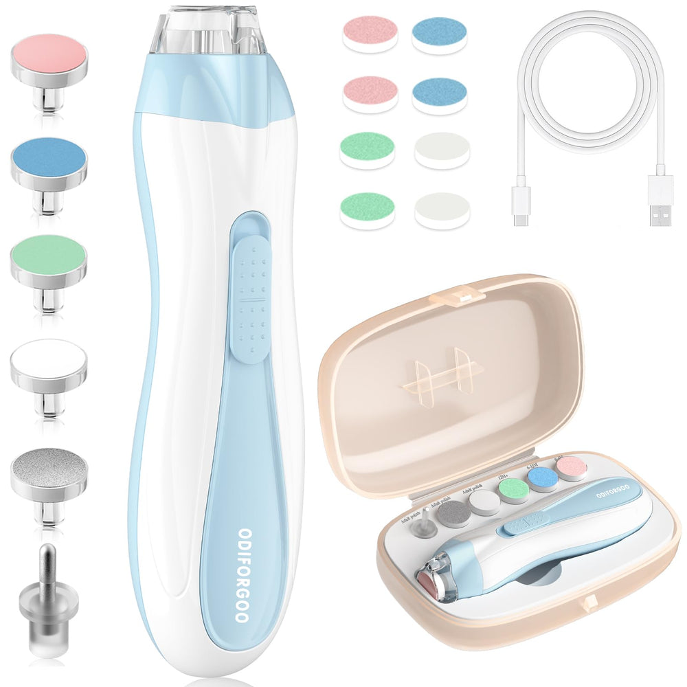 ODIFORGOO baby nail trimmer blue front view for gentle home care.