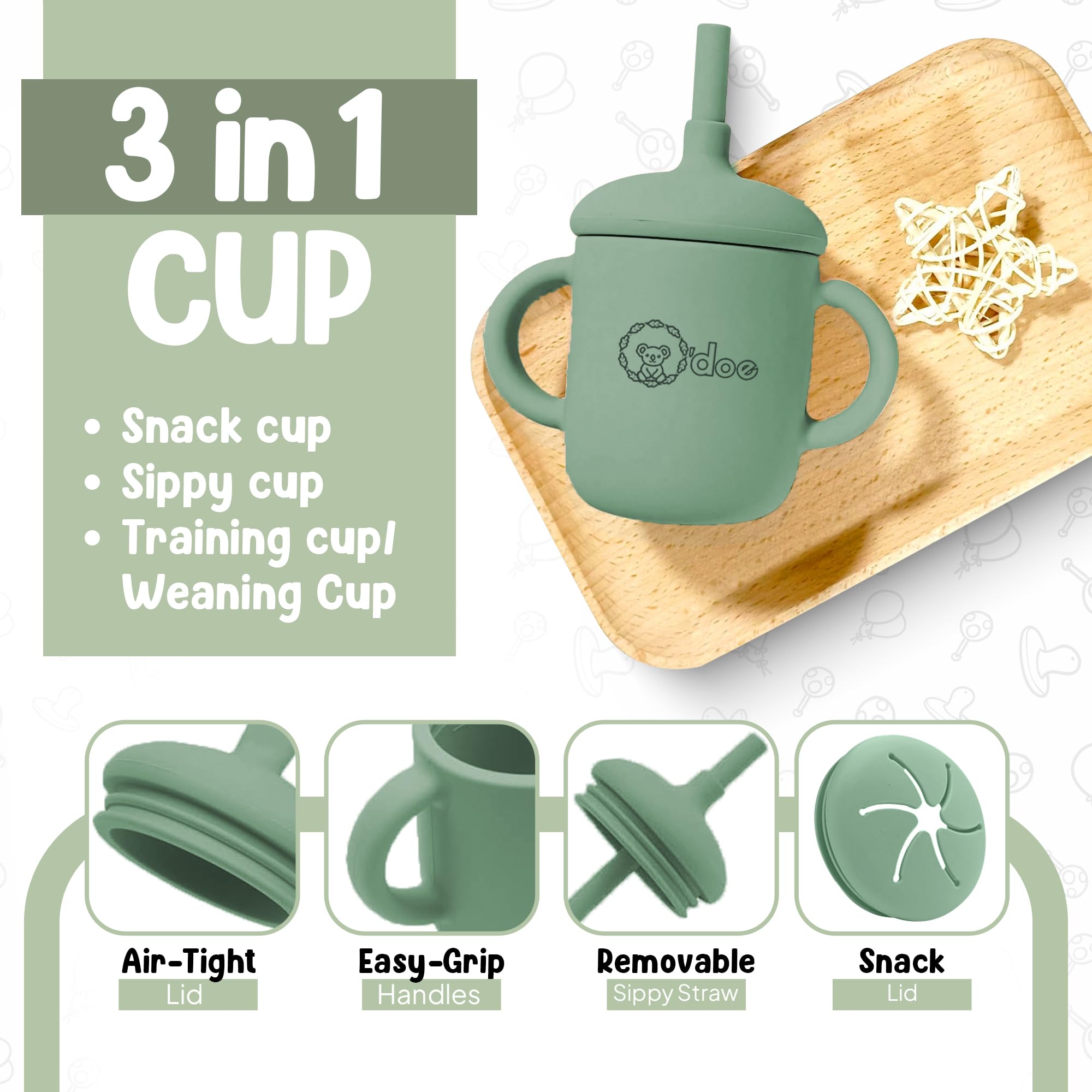 odoe baby bib with catcher reduces mess during meals.