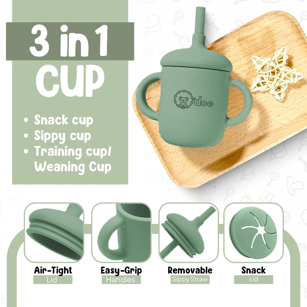 odoe baby bib with catcher reduces mess during meals.