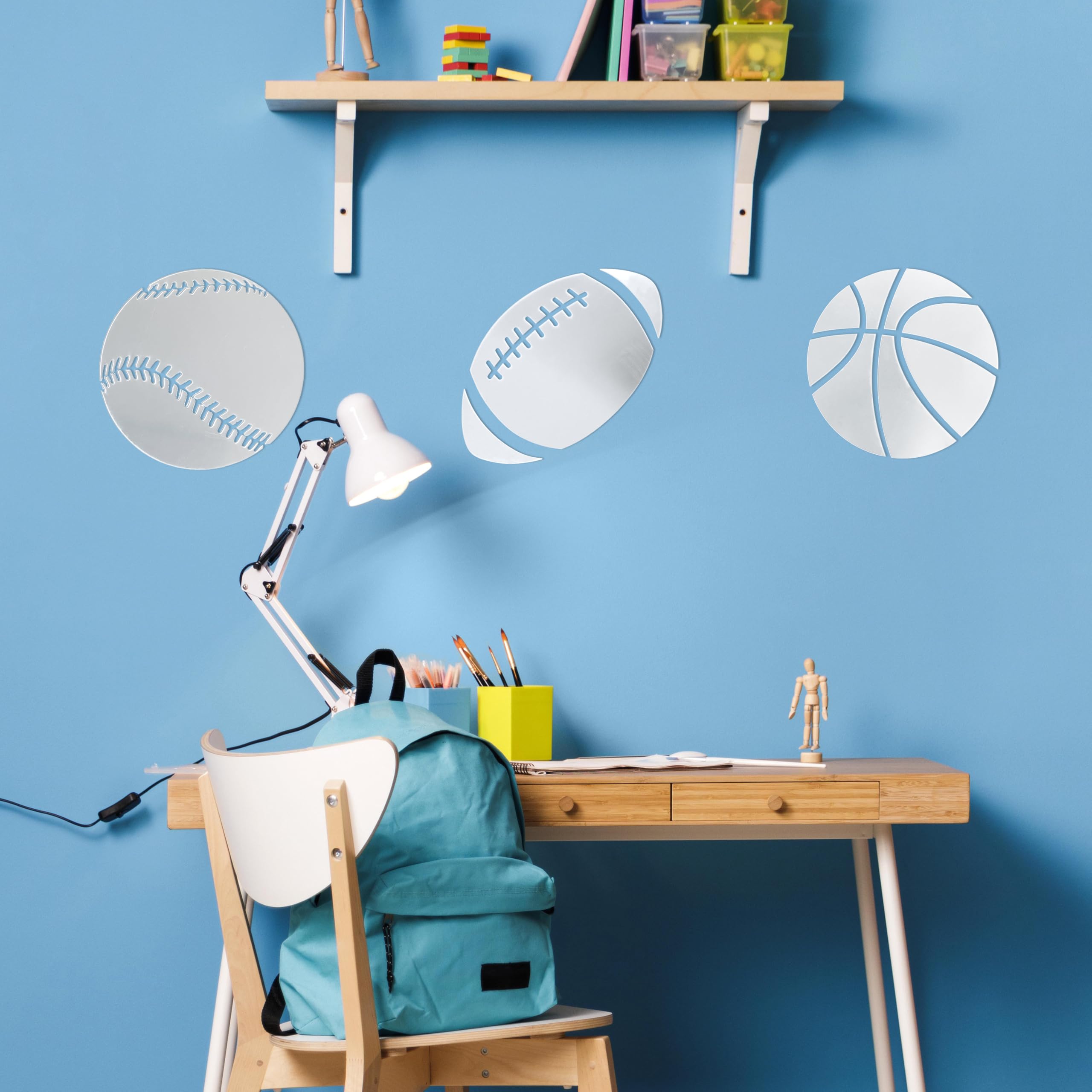 ODOTTAA whimsical collection mirror decal adds playful accents.