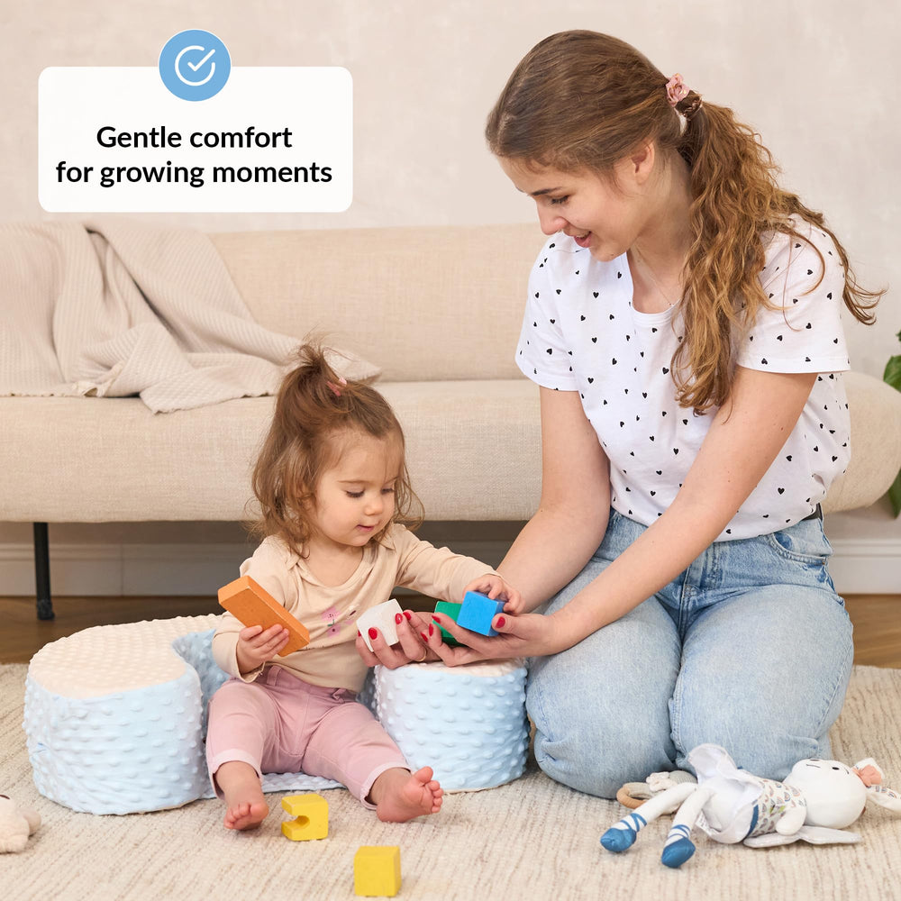 ODOXIA Baby Sit Up Pillow side profile demonstrates secure support during tummy time