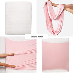 ODOXIA sensory sheet mattress-fit setup shows quick stretch for snug coverage.