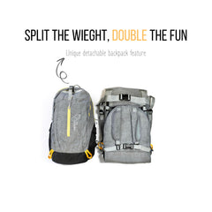 OE Shoulder Hiking Carrier compact folded form fits under airline seats.