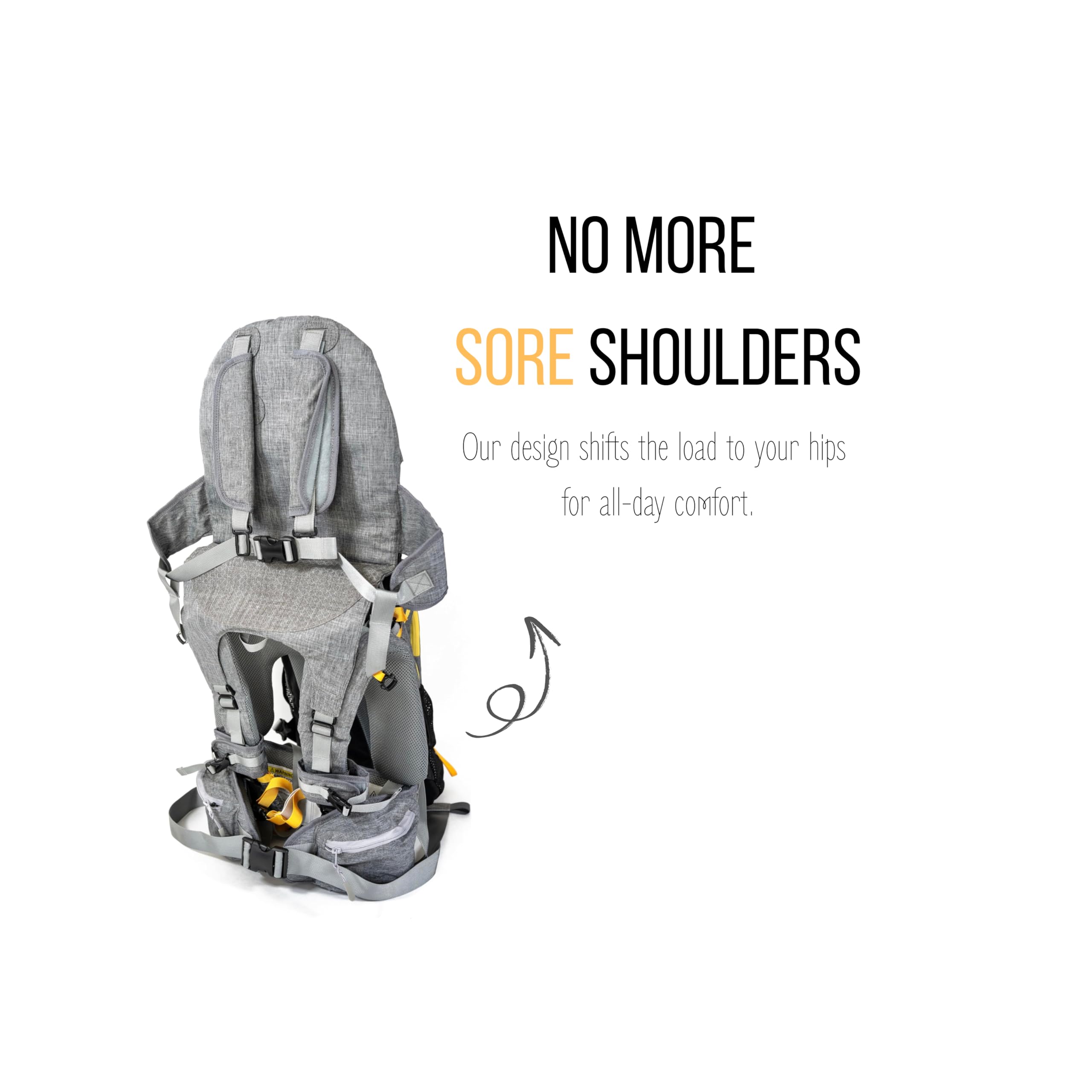 OE Shoulder Hiking Carrier sunshade provides shade for sunny hikes.