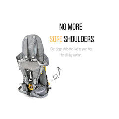 OE Shoulder Hiking Carrier sunshade provides shade for sunny hikes.