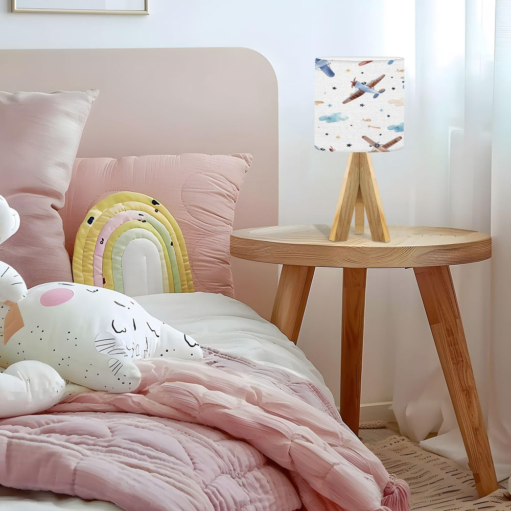 OEPWQIWEPZ tripod bedside lamp nightstand scene showcases compact design for small dorm rooms.