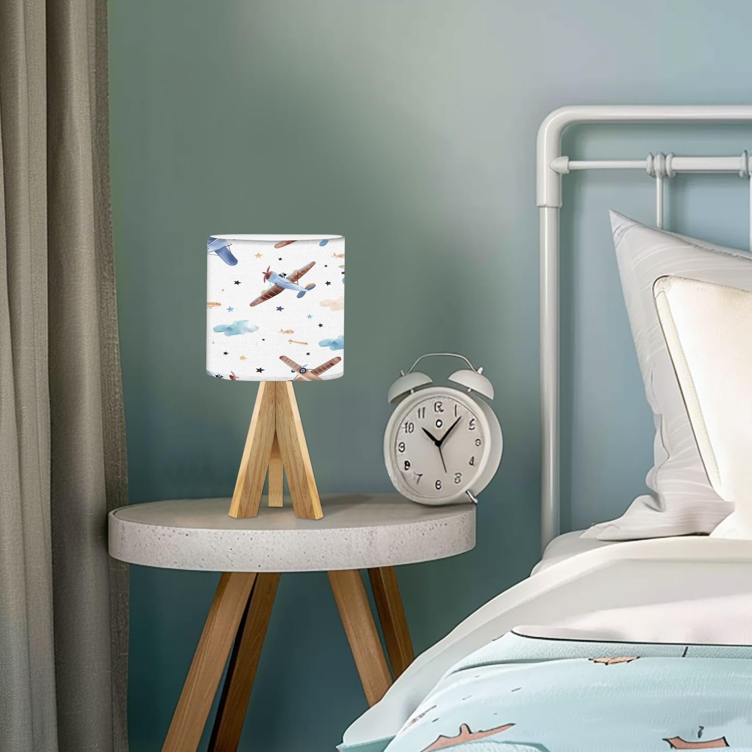 OEPWQIWEPZ tripod bedside lamp watercolor clouds pattern creates dreamy atmosphere for learning and reading.